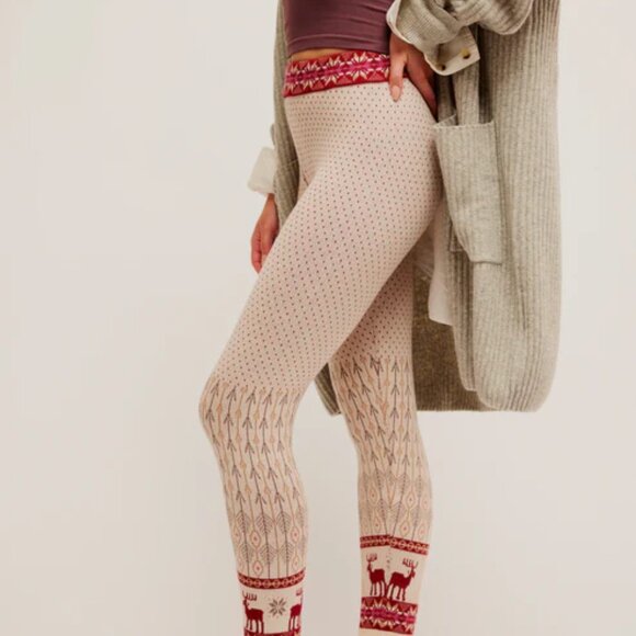 NEW Free People Falala Leggings in  Ivory Combo for women 1125 2s1 - Picture 4 of 7